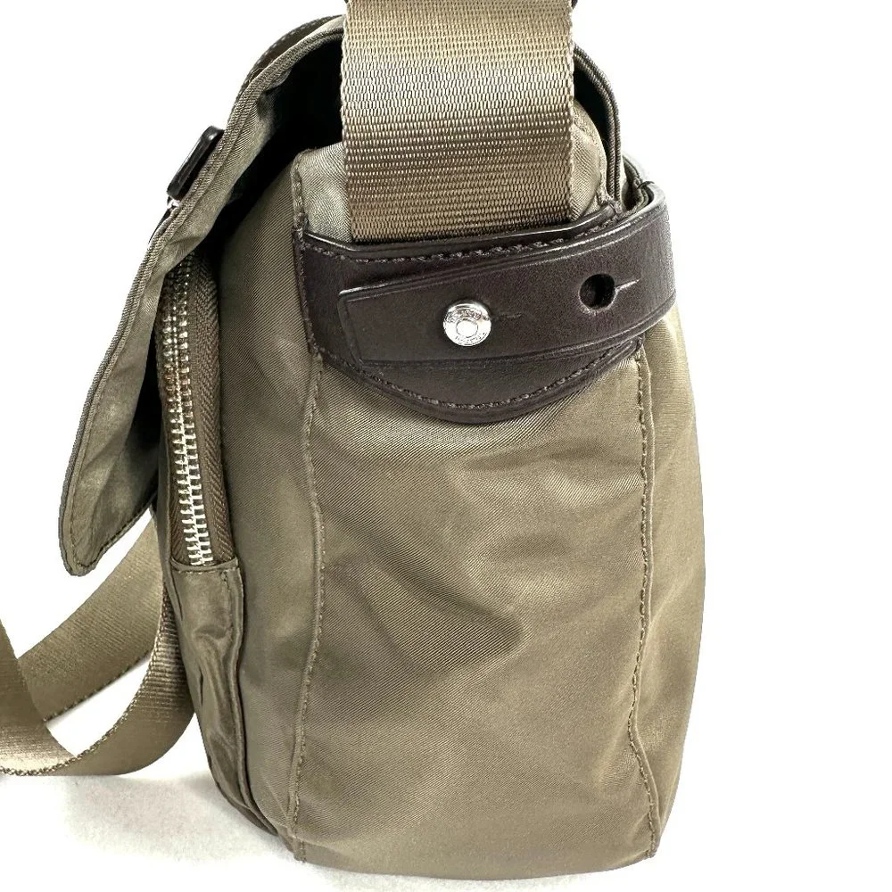 Tumi Taupe Olive Green Ballistic Nylon Small Crossbody Bag Travel Business
